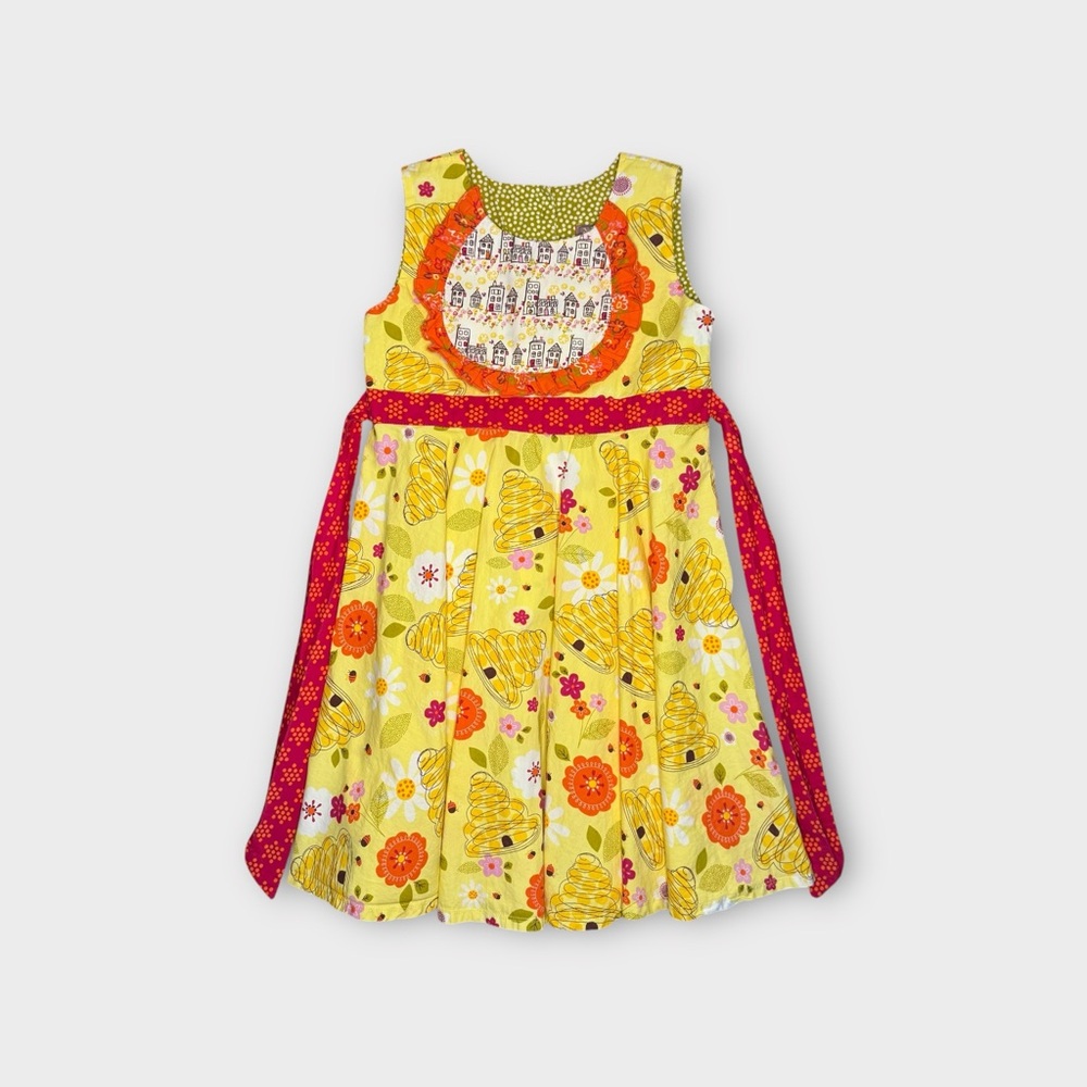 Jelly The Pug Bee Floral Honey House Pattern Yellow Dress